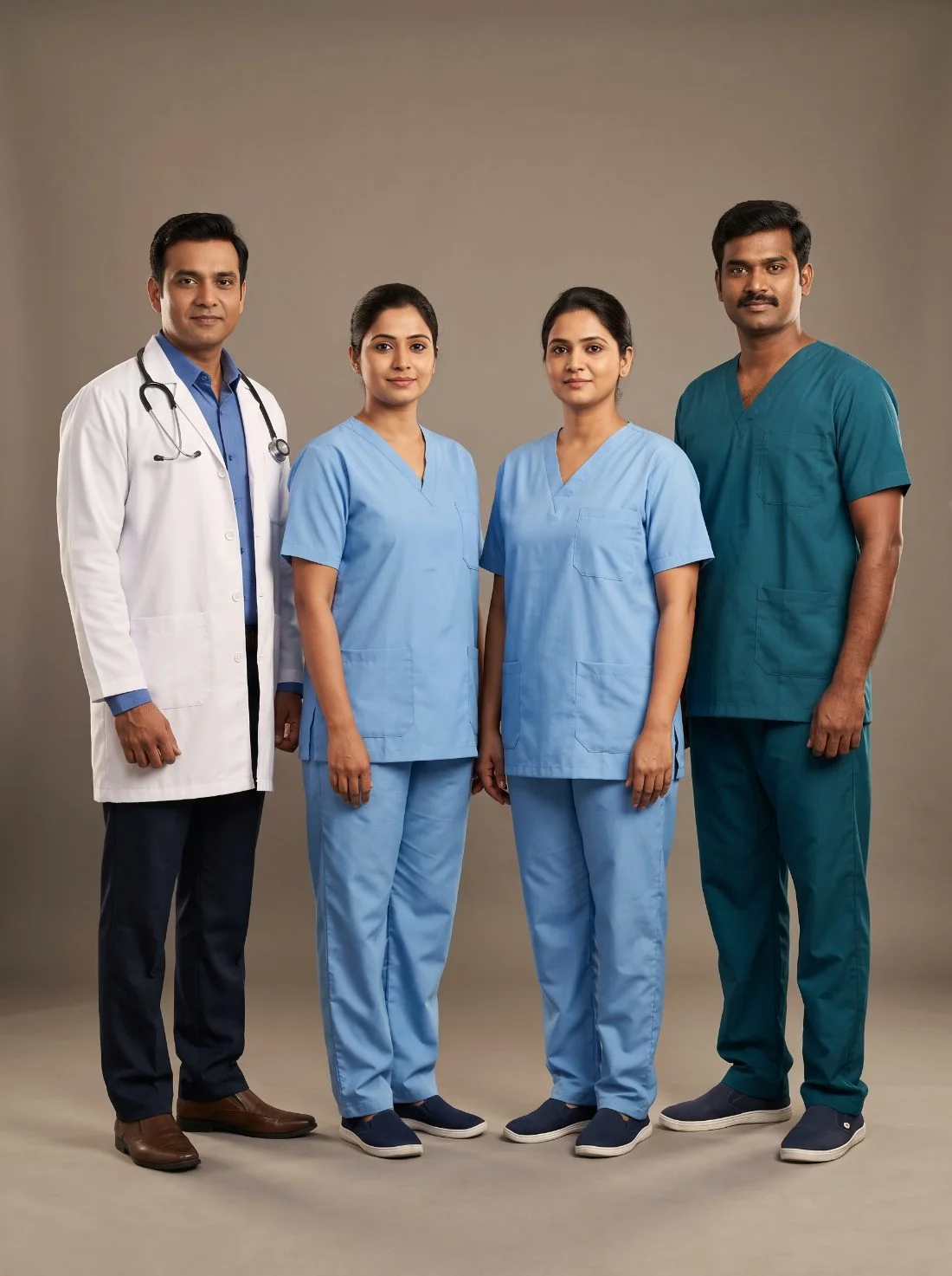 Scrubs and lab coats manufactured for a Chennai hospital — doctor, nursing and ward staff uniforms