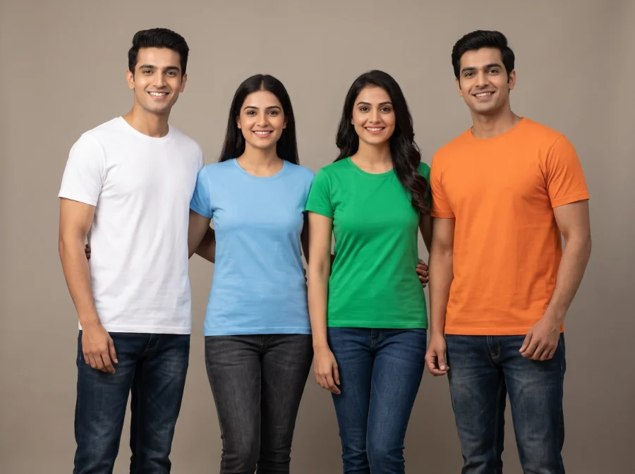 Cotton round-neck tees for CSR drives, NGO campaigns and college fest volunteer teams