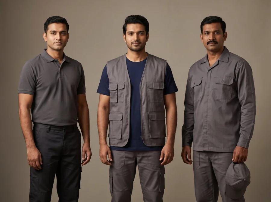 Stockroom and delivery staff uniforms — durable polos, tees and work sets, manufactured by Terah Tex