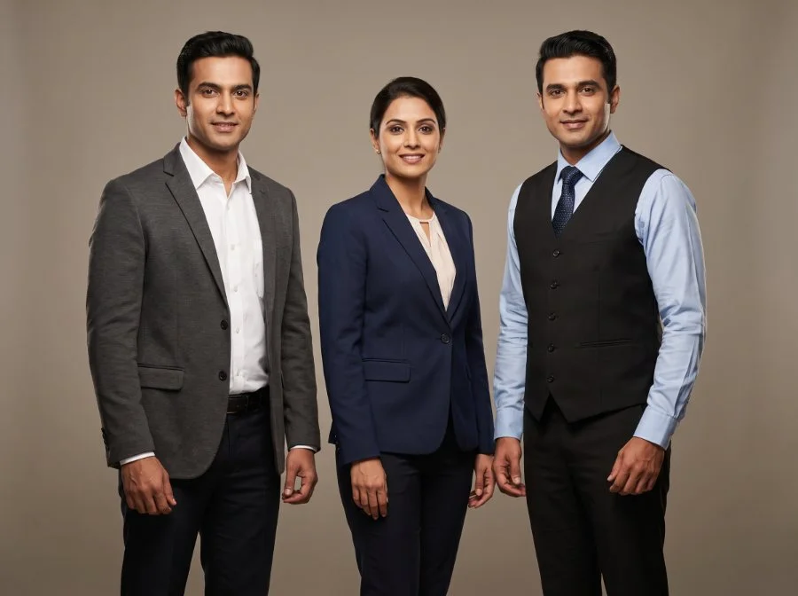 Retail floor supervisor and store manager uniforms — blazers and structured waistcoats, manufactured by Terah Tex